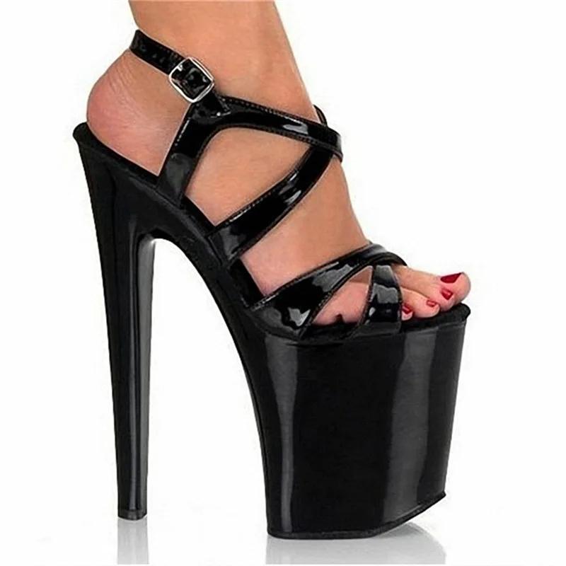 Fashion Nightclub Hentian High Crystal Shoes Summer Fashion Women's Shoes 20cm Super High Heel Sandals Banquet Performance Shoes