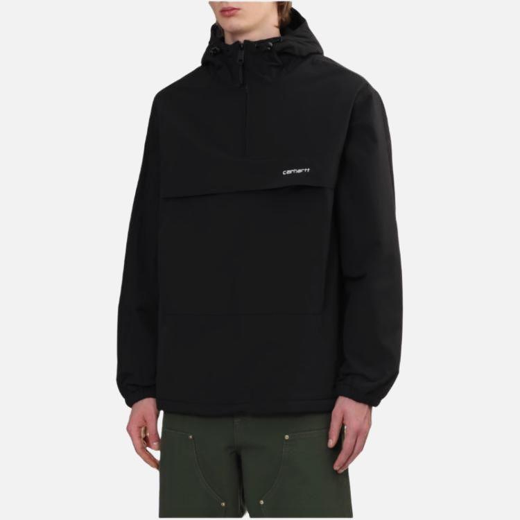 Carhartt WIP Logo Embroidered Water-Resistant Long Sleeve Hooded Jacket Men Jackets Black CHXJKI030820N-BKA