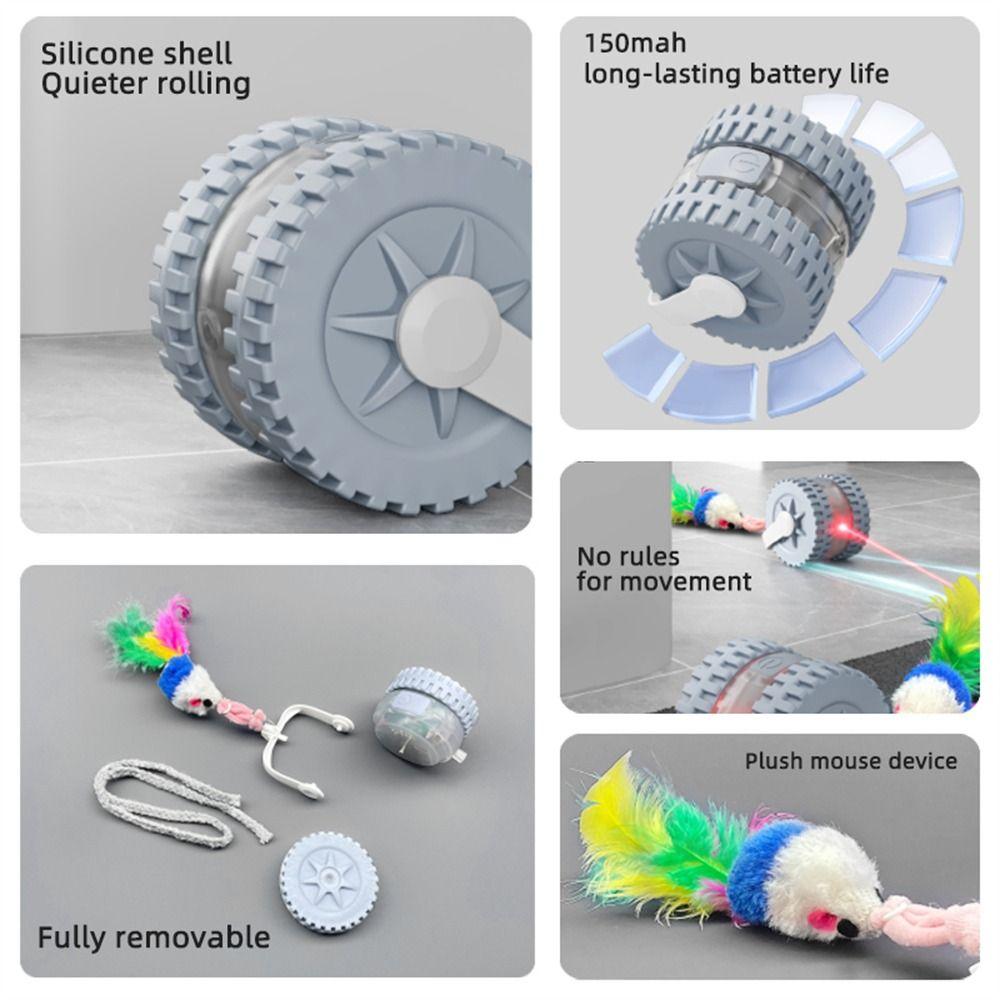 Electronic Infrared Laser Teaser With Mouse Tail Interactive Cat Teaser Ball  Self Entertaining