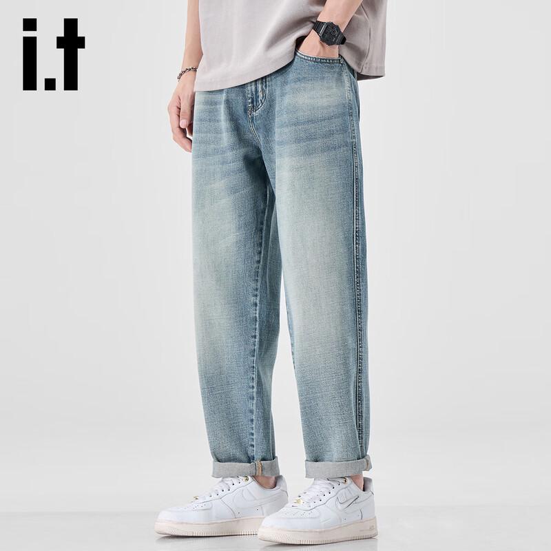 izzue it Men's Tencel Lyocell Washed Straight-Leg Jeans