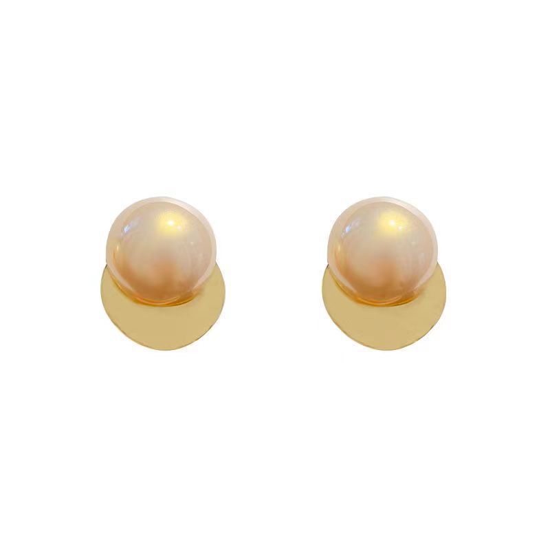 

New simple temperament silver needle pearl geometric stud earrings women, fashionable versatile earrings