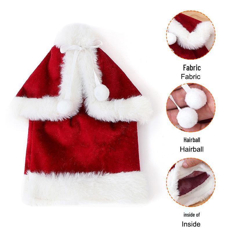 Gold Velvet Christmas Wine Bottle Set - Festive Table Decorations & Red Wine Bag