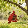 Wood Bird Feeder Red Bird Outdoor Hanging Feeder Birdseed Dispenser Attracts Wild Birds for Garden Yard Patio Decoration