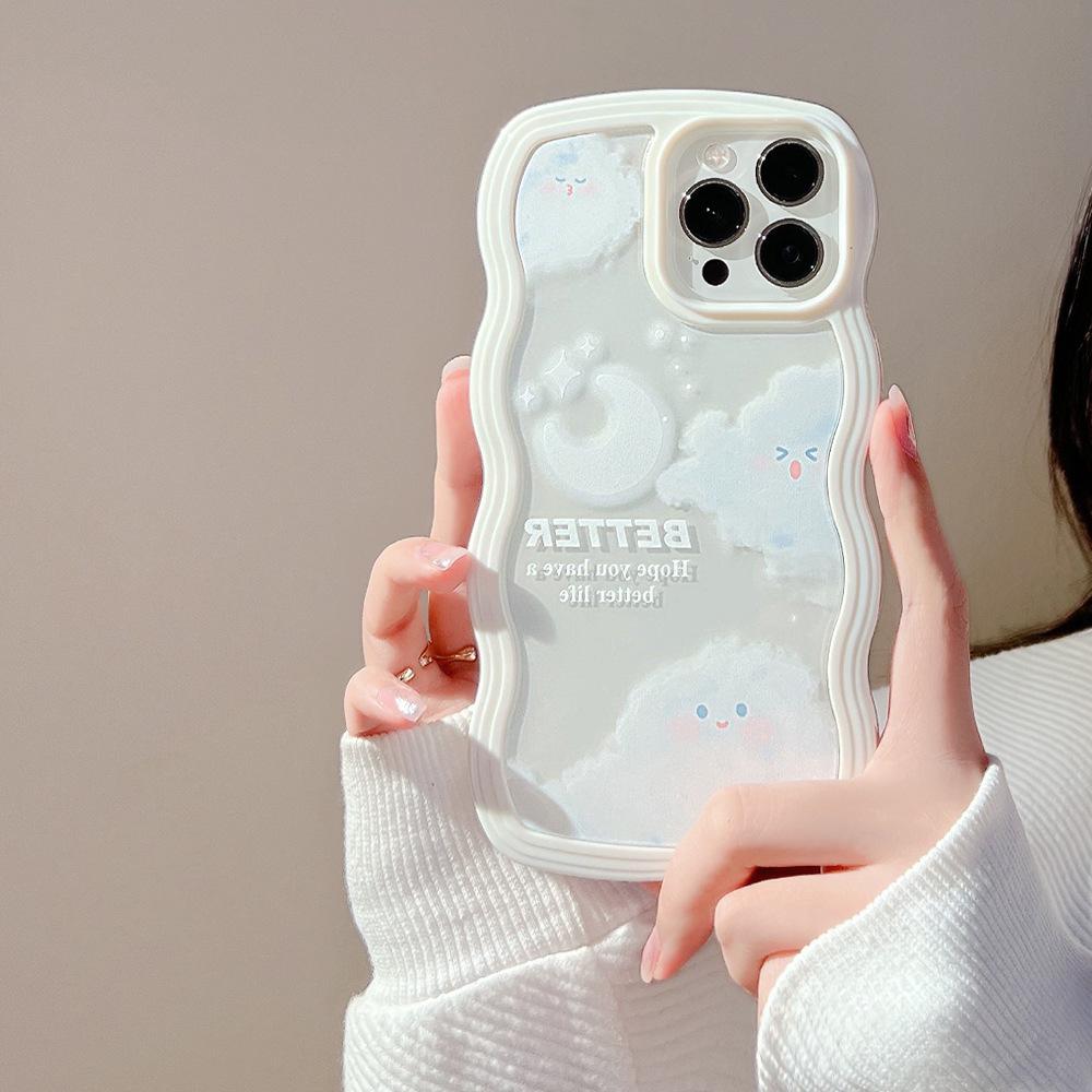 

Cute Cloud 14 Suitable for Iphone16 Mobile Phone Case 15pro Max Apple 13 Wave Side Xr Transparent 16promax