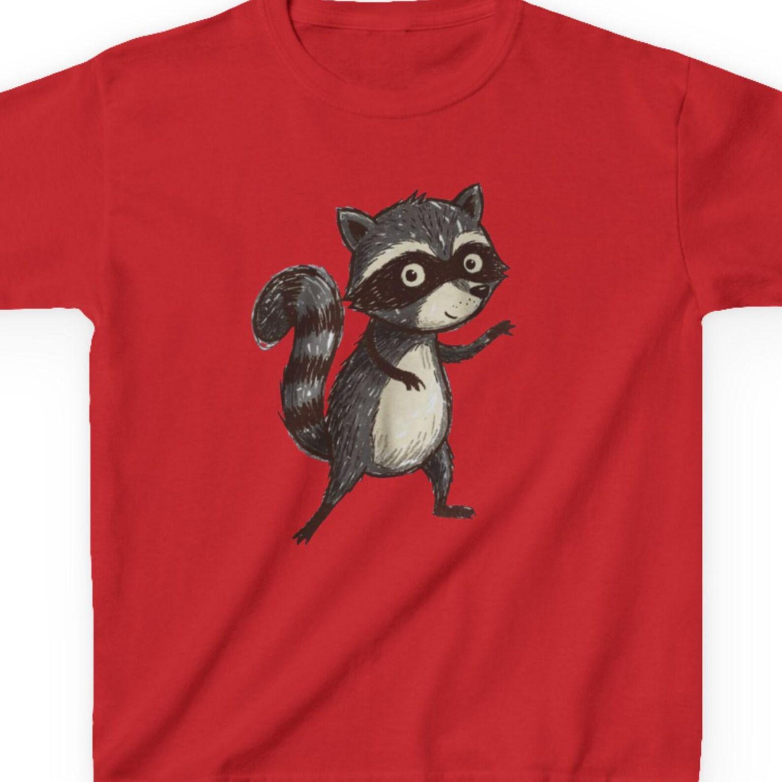 Hand Drawn Raccoon Kids Tshirt | Cute Woodland Animal Shirt Fast & Free Shipping USA 100