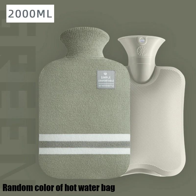 Hot Water Bottle with Classic Striped Cover, Hot Water Bag for Menstrual Cramps, Neck and Shoulder Pain Relief Hand Feet Warmer