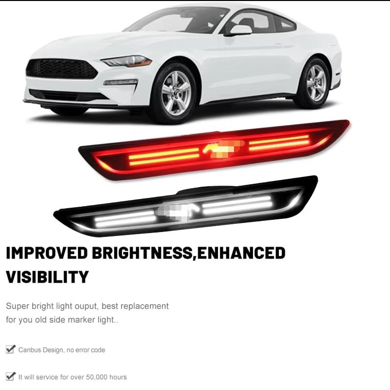 2Pcs Car Rear Red Sidemarker Lamps for Ford Mustang 2015 2016 2017 2018 2019 2020 2021 2022 LED Fender Side Marker Lights