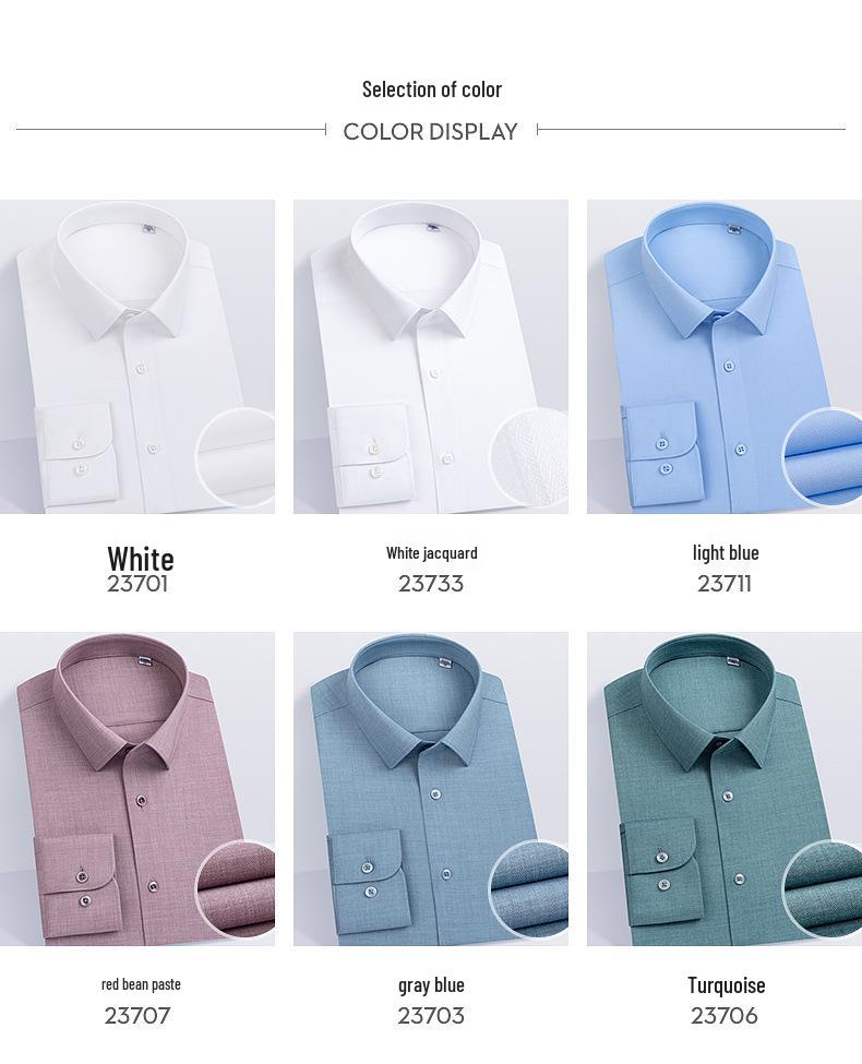 Men's Modal Stretch Long Sleeve Shirt - Non-Iron White, Spring & Autumn Style, Customizable LOGO, Professional Wear.