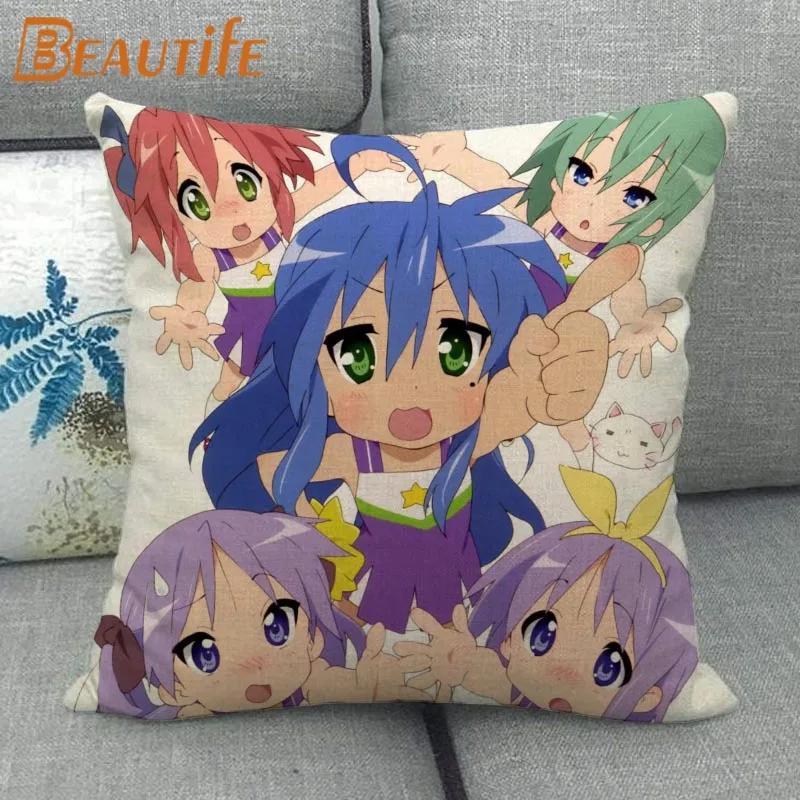 Custom Lucky Star Pillowcase Cartoon Girl Wedding Decorative Cotton Linen Pillow Case for Home Pillow Cover 45X45cm One Side