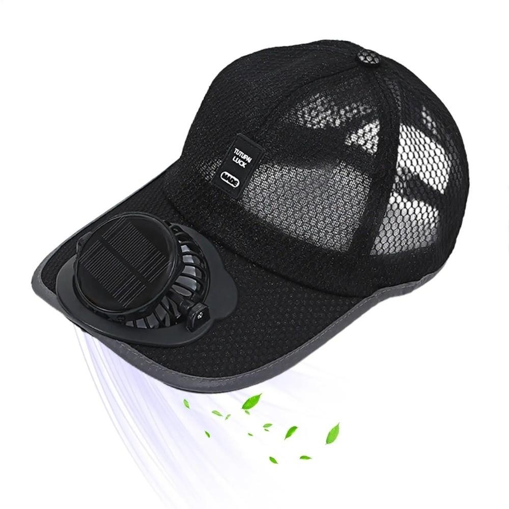 Cappello a Ventilatore Solare Protezione Solare Vento Forte Ventilatore Estivo Cappellino con Visiera Campeggio