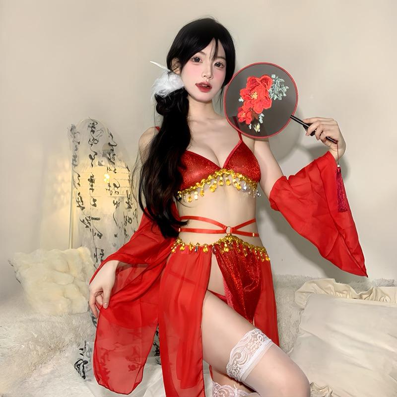 Sexy Lingerie Sexy Hanfu Belly Pocket Uniform Free of Temptation Antique Exotic Dancer Suit Couple Flirting