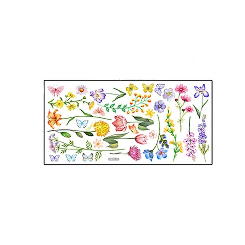 Beautiful Flowers Butterfly Wall Stickers Double Sided Self-adhesive Background Decor Decals Creative Waterproof