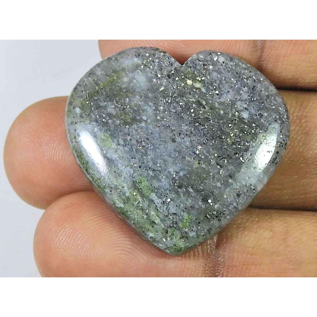 48Cts. Natural Black Sunstone Heart Crystal Cabochon Loose Gemstone 30X32MM SK-1863