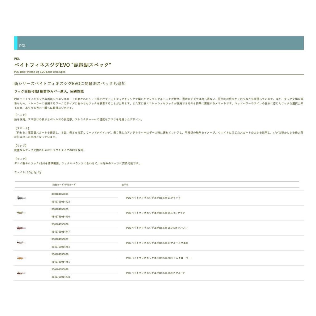 TIEMCO PDL Bait Finesse Jig Evo BS Bottom Crawler 5.0g #30