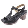 Europe and the United States Sandals Female Metal Buckle Stitching Sandals Thick High Heel Comfortable Large Size Sandals
