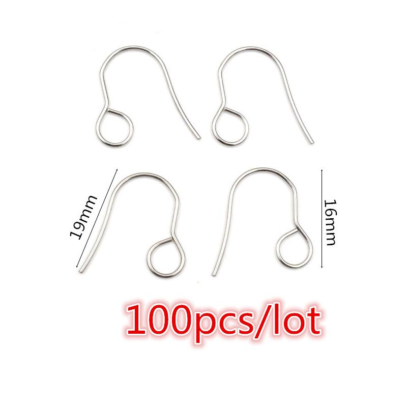 30-100pcs Stainless Steel DIY Earrings Hooks Clasp Findings Handmade Jewelry Making Accessories Earwire Accessories Steel Gold