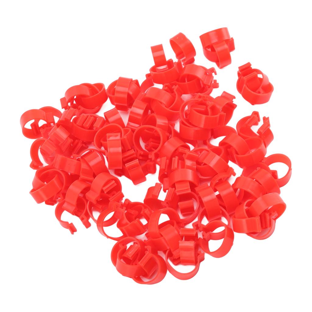 100pcs Poultry Feet Rings PP Plastic Reusable Chicken Duck Goose Leg Bands for Identification Red 25mm 1in