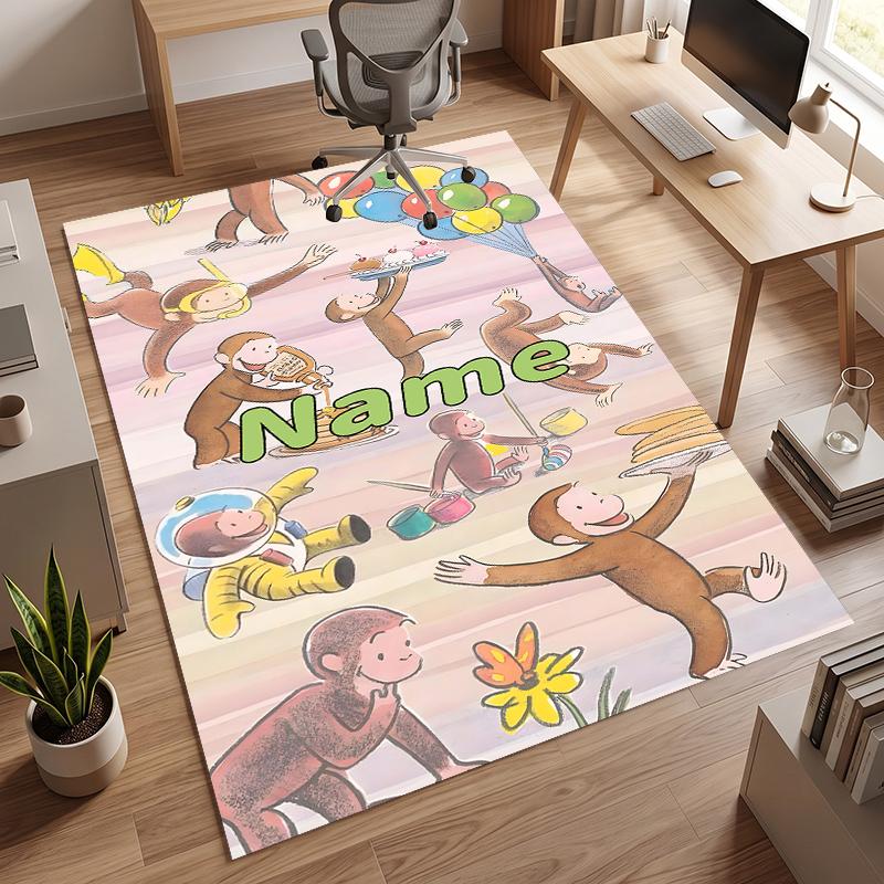 Curious George (1) Personalized Name Office Carpet Stylish Decor for Living Room Bedroom Kitchen