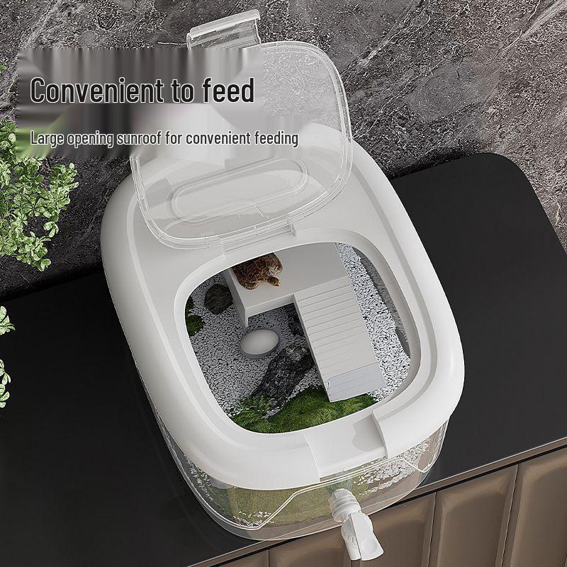 Eco-Friendly Turtle Breeding Tank with Climbing Platform and Drainage Lid