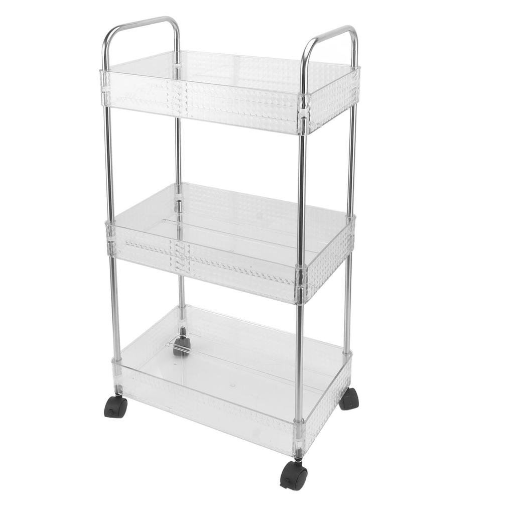 Kitchen Storage Rack Multifunctional 3 Tier Mobile Storage Cart for Bathroom Laundry Room Narrow Places