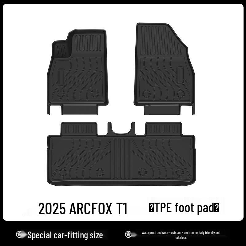 2025 BAIC Jihu T1 TPE Eco-Friendly Floor, Trunk, Backrest, and Carbon Fiber Textured Rear Cargo Mats.
