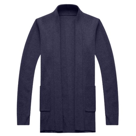 Men Sweater Coat Solid Color Soft Warm Breathable Stretchy Open Stitch Cardigan Long Sleeves Turn-down Collar Sweater Jacket Men Clothes