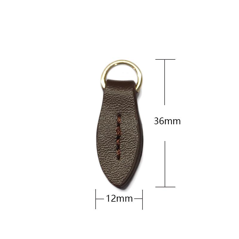Leather Leaf Zipper Pull Pendant for Bags and Clutches - Hand-Stitched Accessory