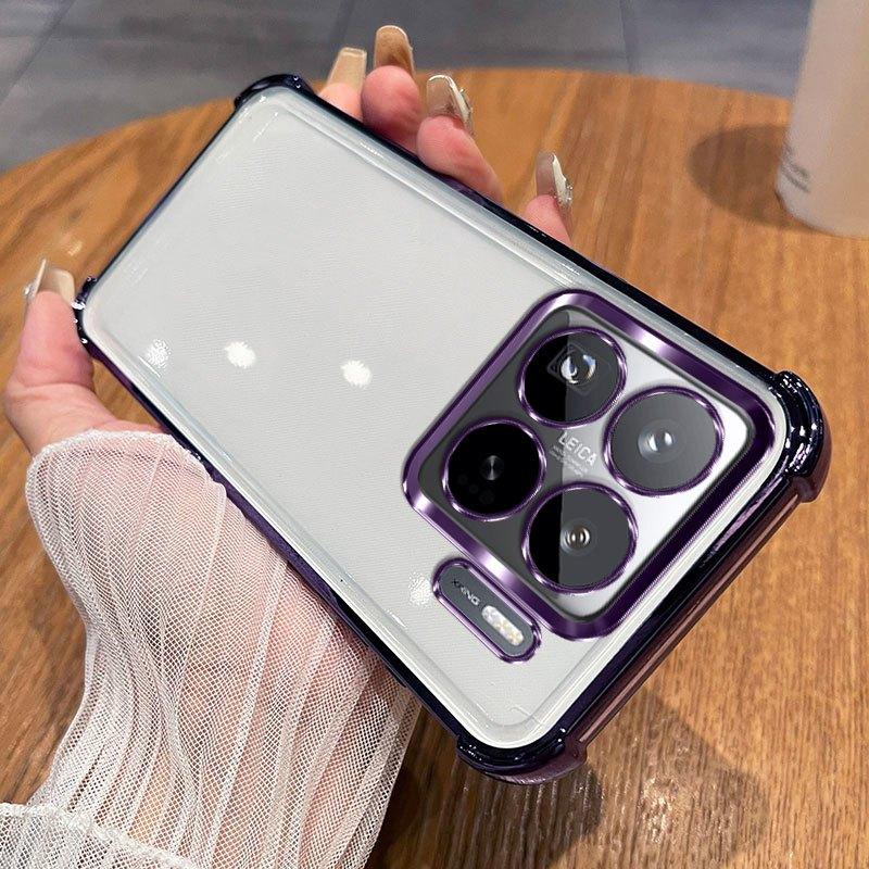 360 Degree Rotating Magnetic Bracket Phone Case For Xiaomi 15T 15S 15 14 14T Pro Clear Shockproof Plating Cover