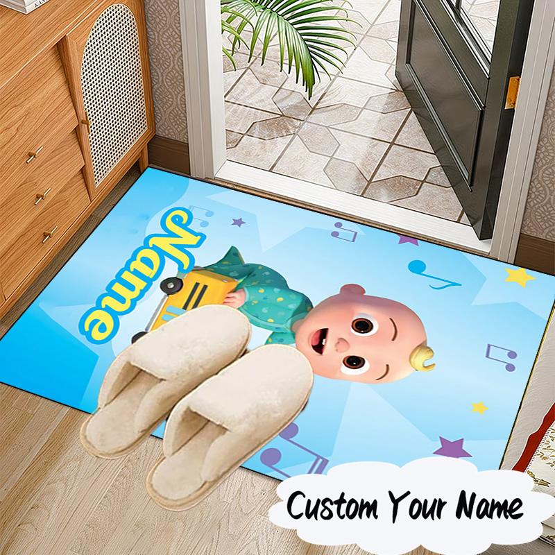Custom Name Coco-melon Happy Journey Carpet, Chair Rug,Area Rug for Office Bedroom living rooms bedroom, Doormat decor Christmas fan gifts
