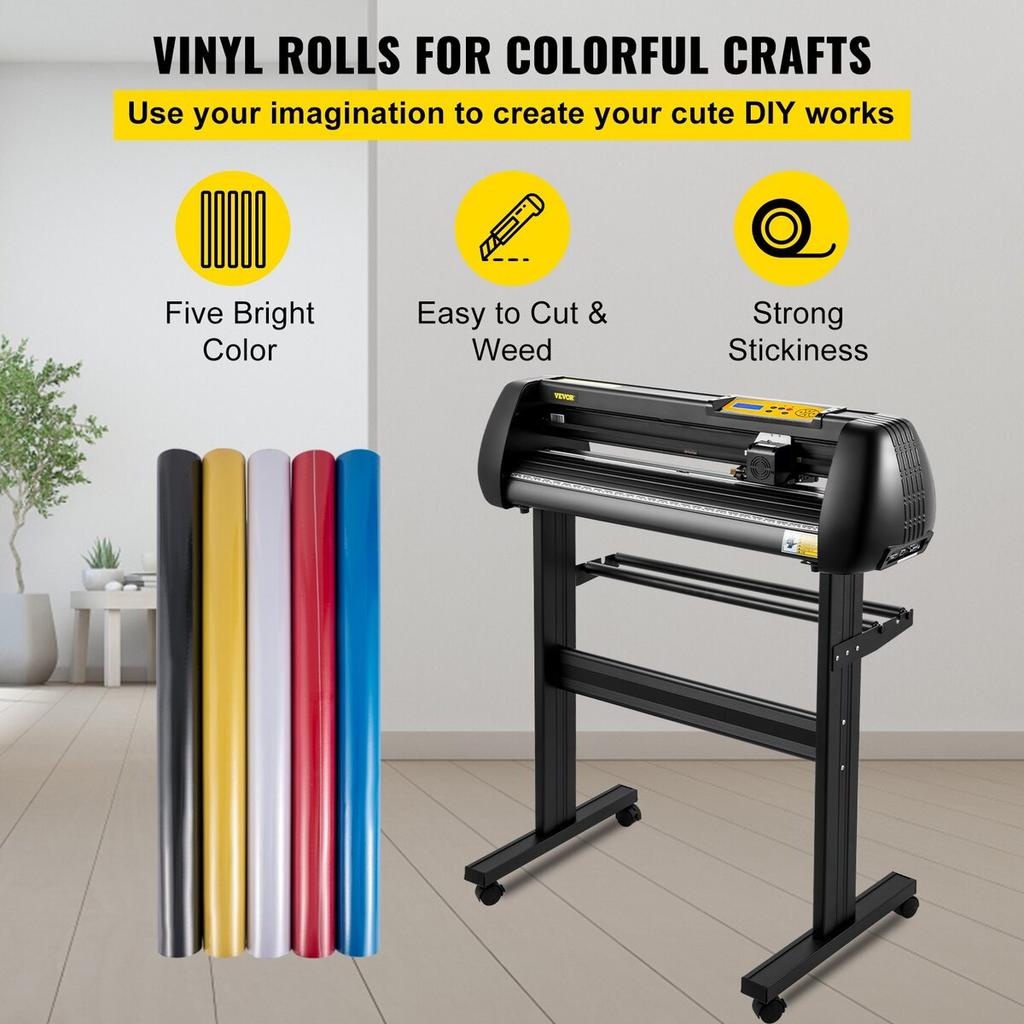 Vinyl Cutter Machine, 28-inch Cutting Plotter, Adjustable Speed and Force, DIY Cutting Machine Kit for Signs Banners Stickers with Floor Stand
