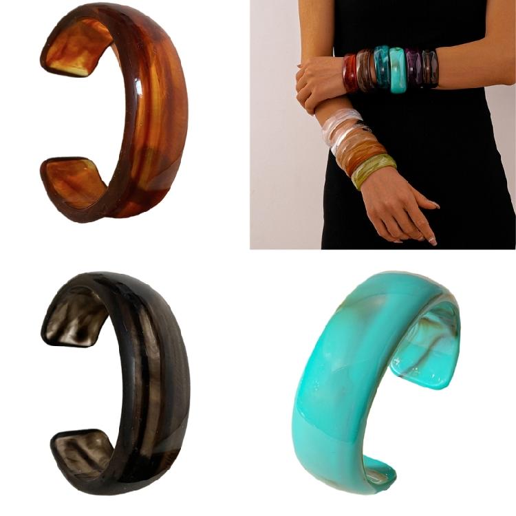 Practical Wide Acrylic Bangle Bracelets Geometric Bangle Statement Jewelry Suitable for Women Matching Fashion Outfits