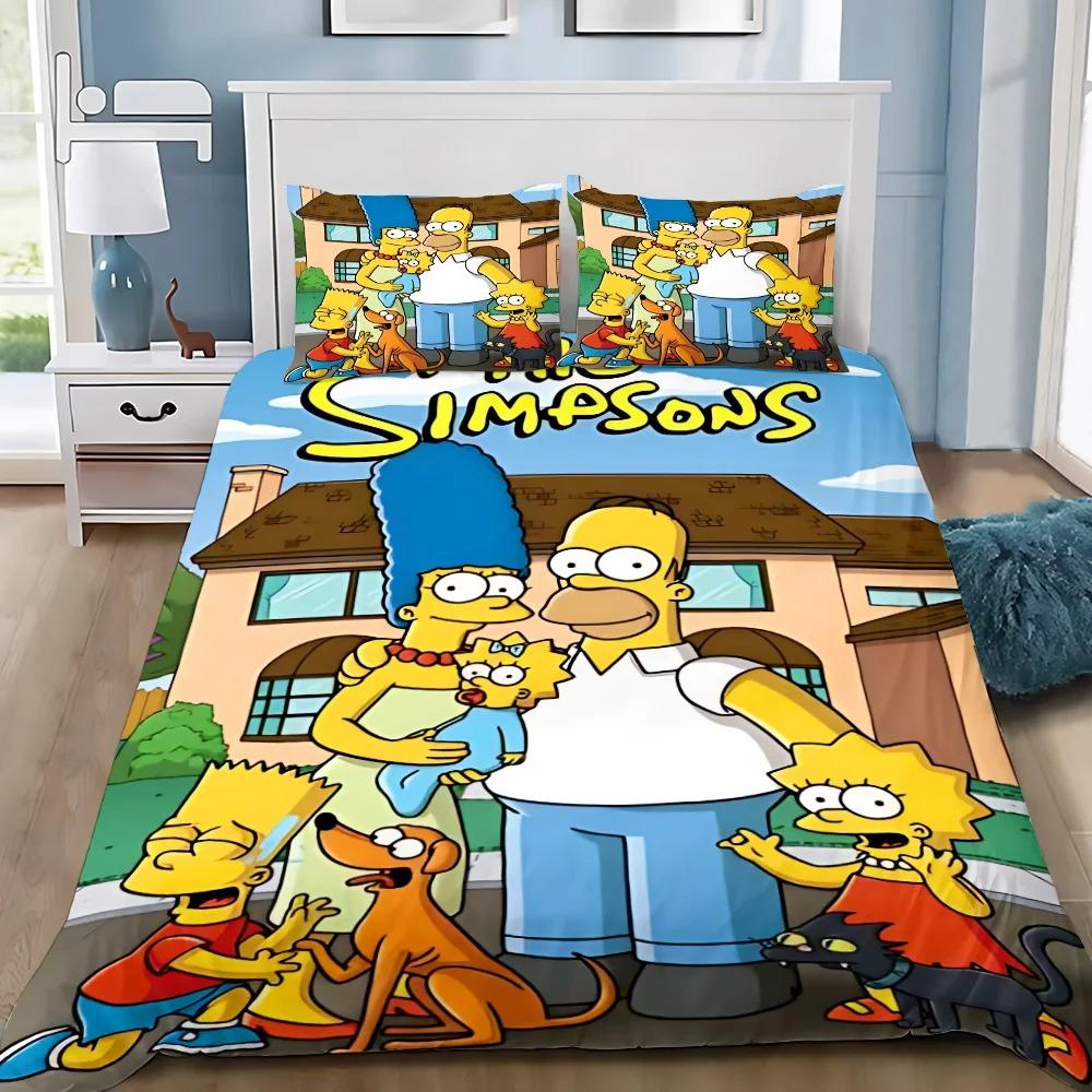Față de plapumă Față de pernă Set de lenjerie de pat Desene animate S-Simpsonss Adult Băiat Fată Decor cameră Copii Cadou Single Dublu Mărime Mare