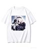 2026 New Unisex Crew Neck Casual Short Sleeve TShirt With Blindfolded Sword Gripping 2B Square Frame Anime Print TShirt