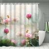 Lush Lotus Shower Curtain Set With 12 Free Hooks: Includes A Waterproof Curtain, Non-Slip Bath Mat, Toilet Seat Cover, And Bathr