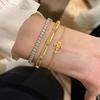 s925 sterling silver French retro brushed iris flower sparkling diamond bracelet for women, a light luxury mid-style exquisite