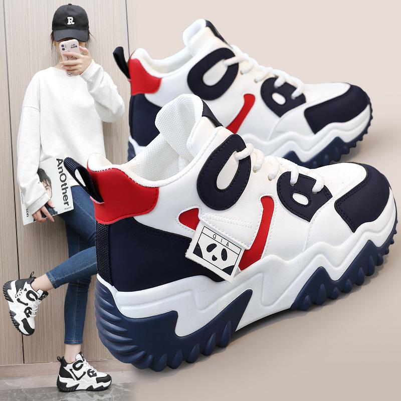 Fashion Casual Platform Sport Shoes for Women Lace Up Thick Soled Sneakers Ladies Heighten Casual Shoes