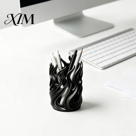 Decorative Pen Stand for Studio Flame Shape Holder, 3D Printed Hollow Pencil Cup, Painting Brush Storage Holder Desktop Organizer Makeup Brush,