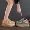 Trendy Mixed Color Sneakers New Women's Leather Thick Bottom Low-top Casual Shoes Comfortable Walking Flats Zapatillas Mujer