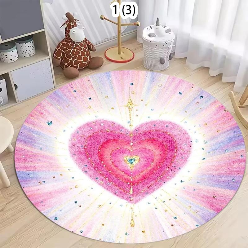 

Dreamy Gradient Round Rug Soft Non-Slip Home Decor Carpet Geometric Spirals Pattern Floor Mat for Playroom Bedroom Living Room 80cm