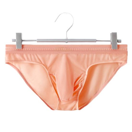 Men Briefs Mid-rise Elastic Waistband Thin Ice Silk Panties Solid Color Perspective Breathable Comfortable Fit Underwear