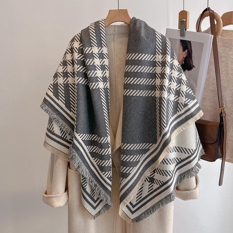 Fashion Women'S Faux Cashmere Winter Wrap Vintage Printed Tasseled Scarf Warm Shawl Stylish Accessory Perfect For Winter Outfits