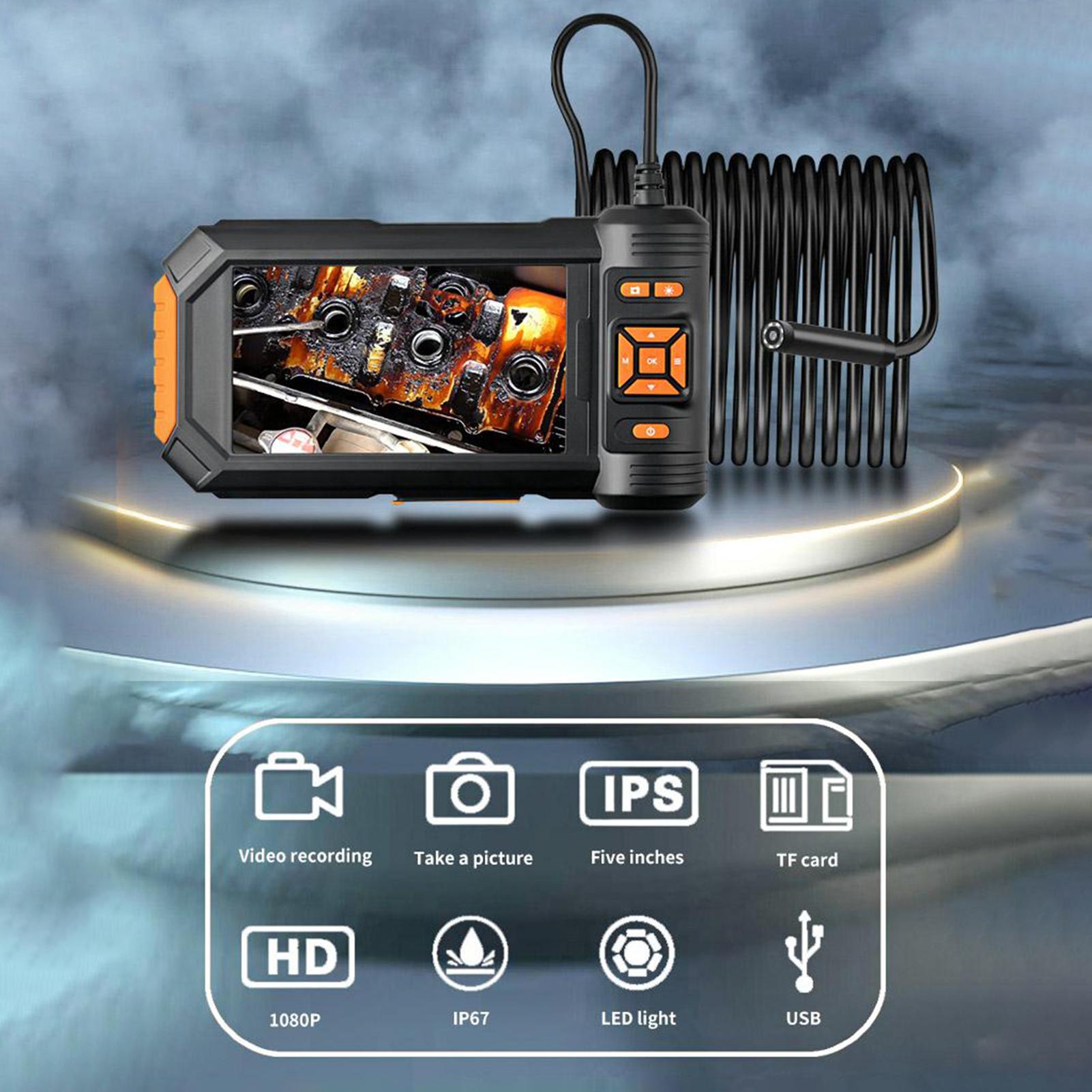 

Endoscope Camera with Light, HD 1080P Borescope with 5 LCD Screen 8 Adjustable LED Lights Bracket, Single Lens Single Lens оранжевый