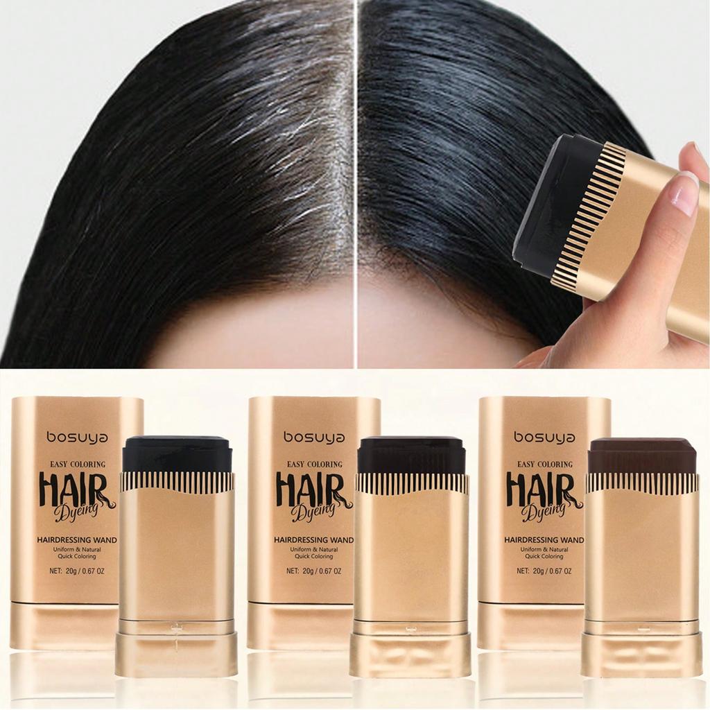 Disposable Hair Touch-Up Stick, Black Hair Color Cover-Up Tool, Natural Coloring Without Scalp Damag
