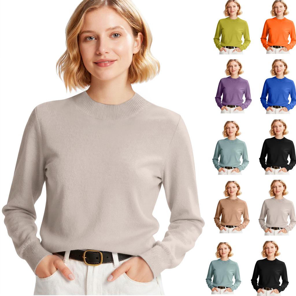 Women's Fashion Long Sleeve Slimming All-match Sweater Pullover Knit Top