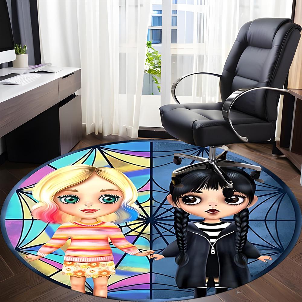 1pc Wednesday Office Round Area Rug, Under Office Chairs Bedroom Living Room Home Decor, Available in Various Sizes