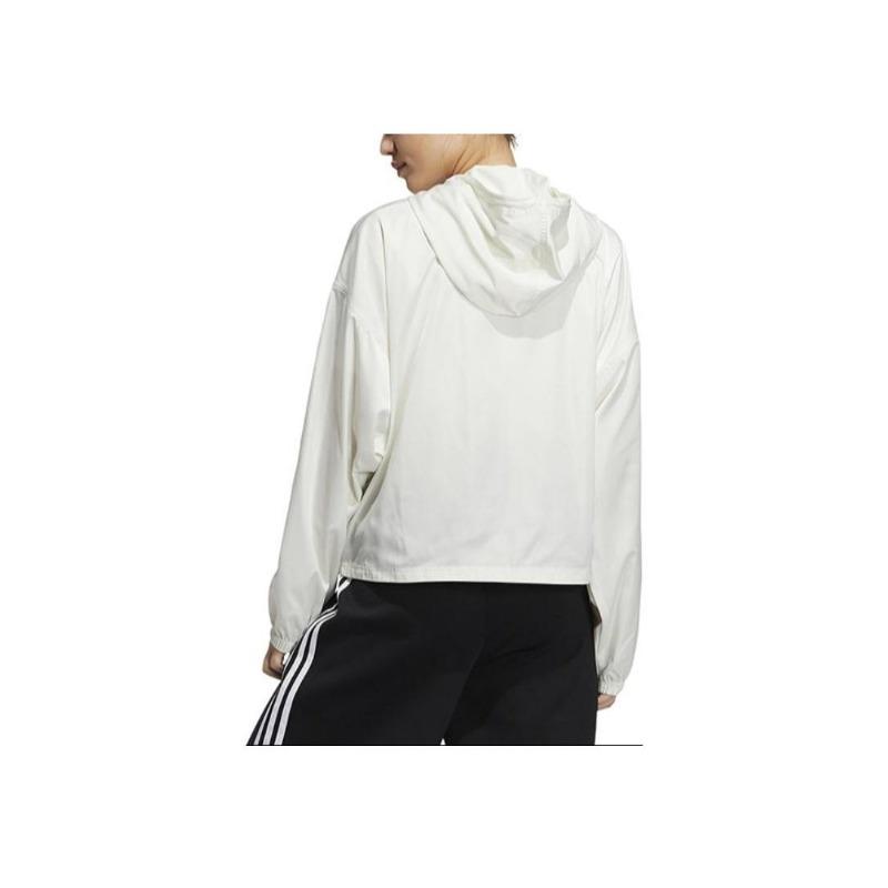 adidas Originals Women's Off-White Color Gradient Trefoil Print Hooded Sports Jacket HC6578