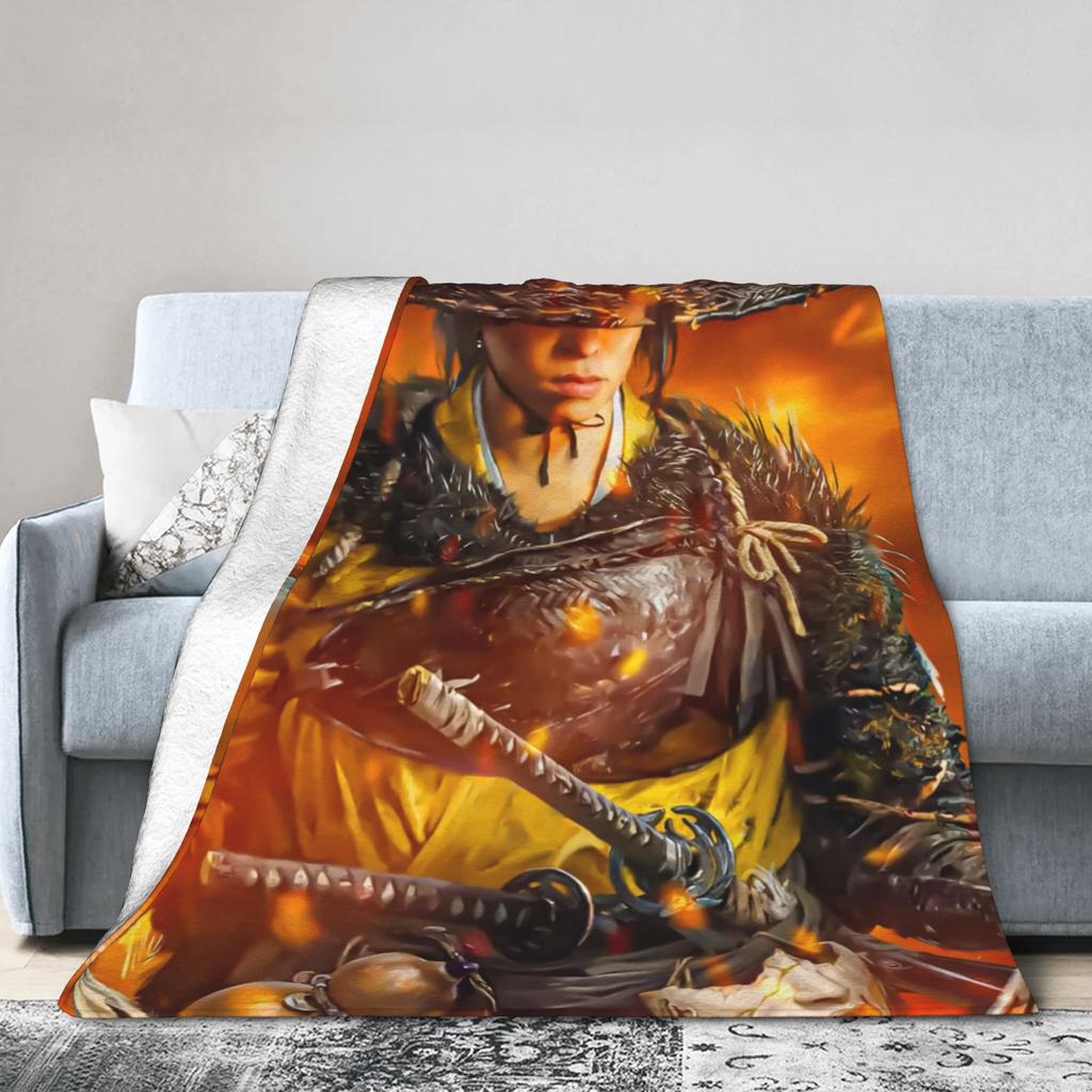 Warm BlanketsKids Adult Decorative Ghost of Yotei 2025 Game Throw Blanket  Flannel Bedspread For Home Decor Pattern Sofa Cover