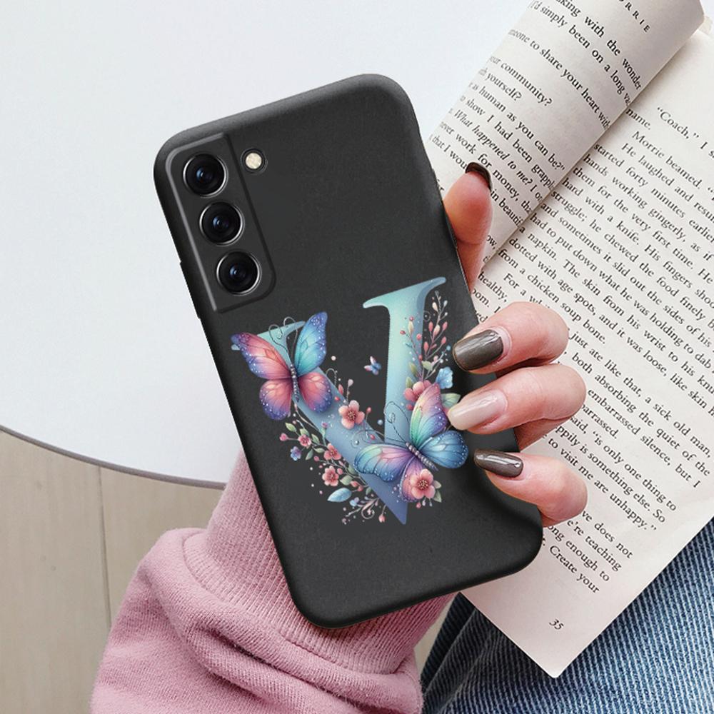Phone Case Women For Samsung Galaxy S21 FE S22 Plus Girls Bumper Cover Colorful Letter Flower Butterfly Love samsang s22 Ultra
