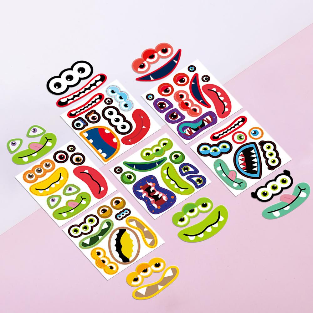 6 Emoticon Package Puzzle Stickers Cartoon Parent-child Interaction Make A Face Puzzle Waterproof Creative Stickers
