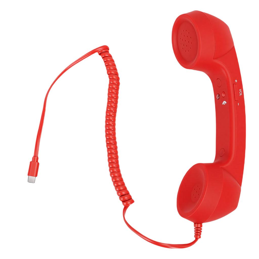 Retro-Telefonhörer Typ C Vintage Kabelgebundener Stecker in Handheld-Handy-Empfänger mit Lautsprecher und Mikrofon für Handy-Videoanrufe Besprechungen